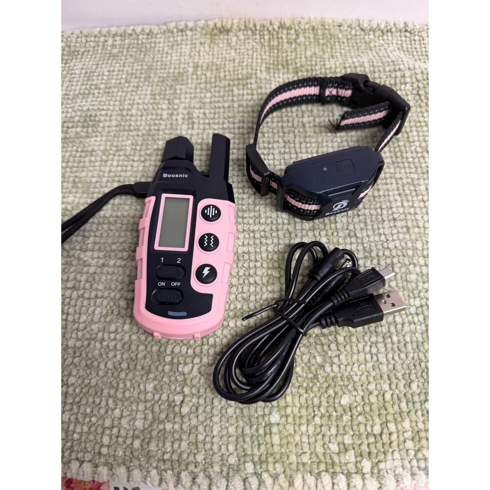 Bousnic RS2 Dog Training Collar Remote Shock Rechargeable Pink